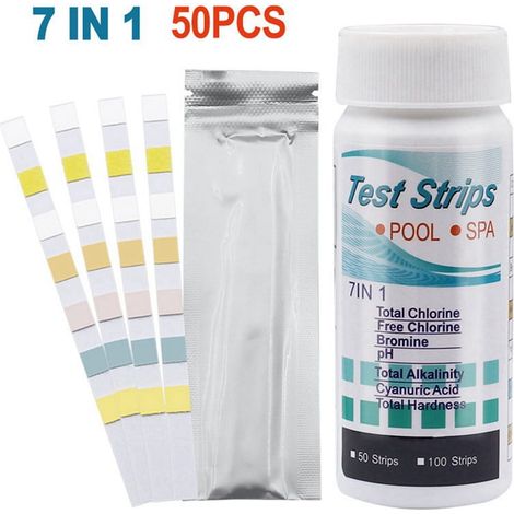 Test Papier - pH Chlorure Résiduel Dureté Alcalinité - Pour Piscine Eau Potable Aquarium - 1 Flacon de 50 Bandes (1/5)