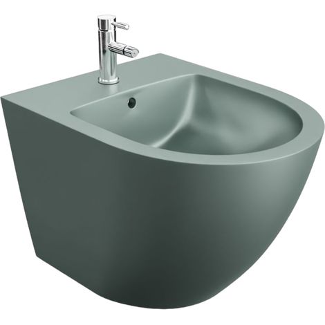 LAVITA Bidet mural universal Sinto Grey avec trou de robinet et trop-plein en céramique Hygiénique et facile d'entretien