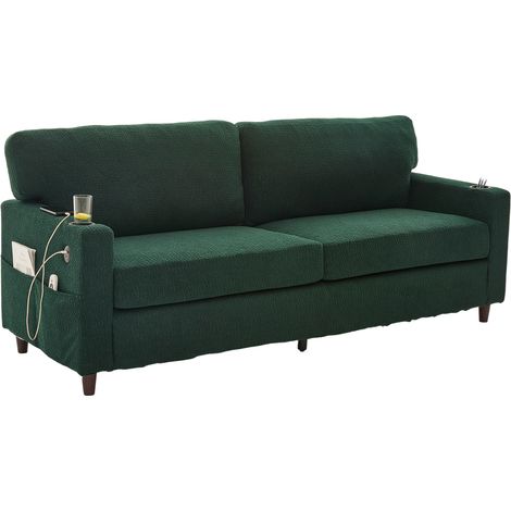 ELVMI 2-Sitzer-Sofa mit USB-C, LED, Becherhaltern und Seitentaschen, aus Chenille, Smaragd 203 x 77.5 x 86 cm (1/5)