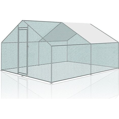 SWANEW Hühnerstall Outdoor großer Hühnerhaus Dach Freilaufgehege Geflügelstall mit PE Verzinkter Stahlrahmen und abschließbare Tür 3 x 4 x 2 m (1/5)