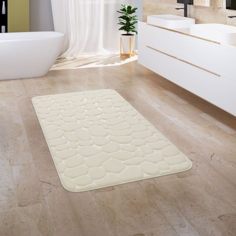 Paco Home Tappeto Bagno Tappeti Bagno Moderni Lavabile In Lavatrice Antiscivolo Tappeto Morbido Ottica Di Pietra Crema 50x80 cm