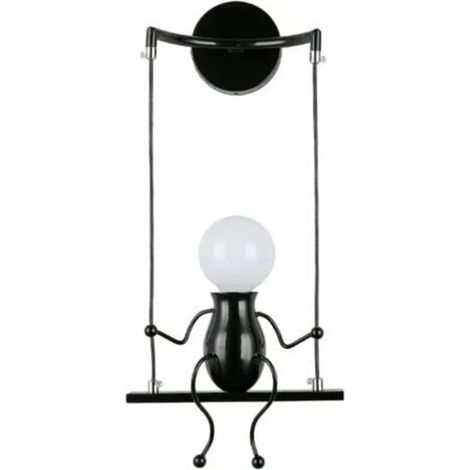 Modern Wall Lamp Sconce Creative Simplicity Design Little Person Creative E27 Black Fixture for Children's Room Hallway Decorative Ecla (1/3)
