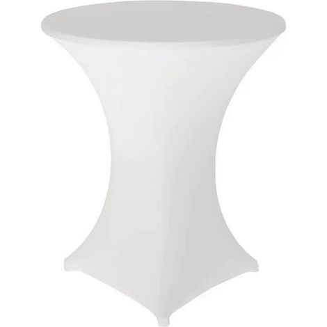 Lot de 4 Housses de Table Rondes Élastiques Blanches (80x110 cm) - Housse Haute pour Cocktail, Banquet et Mariage - Protection Extensible pour Tables de Bar-lsw (1/2)