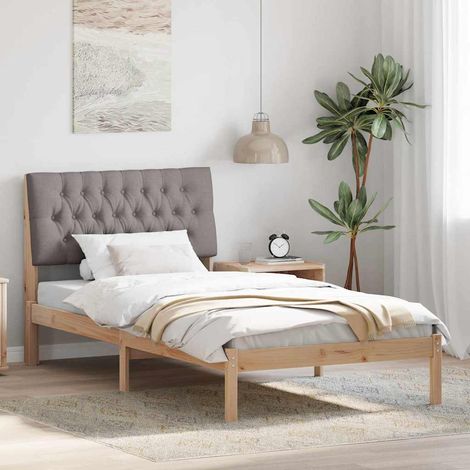 Estructura de Cama con Cabecera Tapizada Marrón 100 x 200 cm