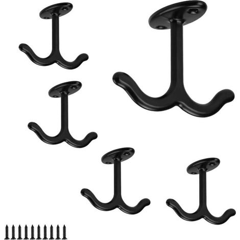 Gancio da soffitto, set da 5 ganci a vite, design a doppia artiglio, gancio da soffitto in lega di zinco per ventilatori a soffitto, cesti di fiori, cappotti (1/4)