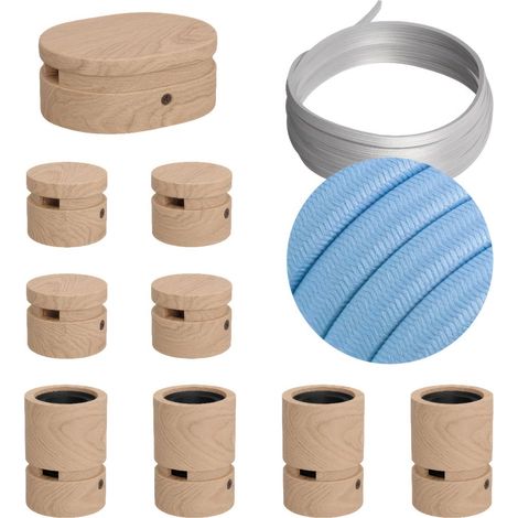 Sistema Filé Symmetric Kit - con cavo di 5 m per catenaria e 9 componenti in legno per interni