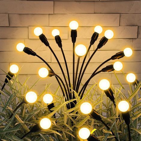 Set of 2 solar garden lights, 10 LED firefly effect, waterproof, for outdoor use. (1/5)