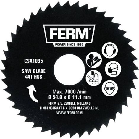 FERM CSA1035 Lame de scie 44T (HSS) - Adaptée pour stratifié - pour scie circulaire de précision (1/2)