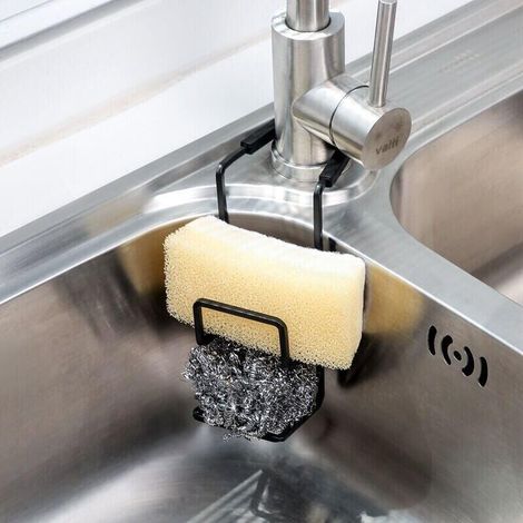 Porte éponge Cuisine, 1 Panier à Suspendre en Acier Inoxydable, Organisateur evier Rangement evier Cuisine pour Éponge Savon Brosse (1/3)