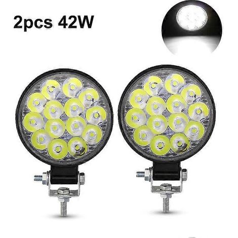 Barre lumineuse LED Nlpearl pour voiture, projecteur, barre LED tout-terrain 12V/24V pour camions, 4x4, SUV, quads, feux antibrouillard LED (2 pièces, 42W). (1/5)
