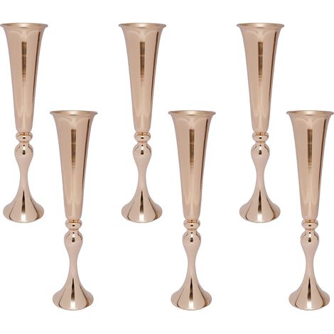 Vases en trompette dorés, construction en fer durable, design élégant évasé (1/2)