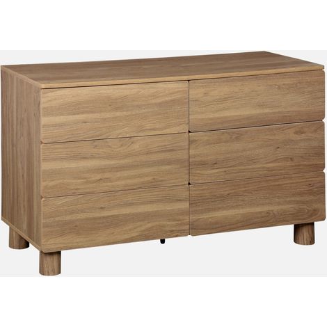Cómoda efecto madera con 6 cajones, 120cm (1/5)