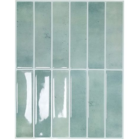 10 pièces stickers carrelage autocollant mural imperméable, stickers muraux autocollants, carreaux adhésifs style métro, stickers carrelage adhésifs pour les carreaux de murs décor, 23 × 29 cm, vert (1/5)
