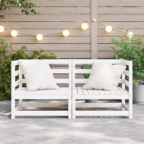 Lot de 2 Canapés d'angle de jardin, Canapé d'extérieur, Meuble de jardin, Blanc Bois de pin massif OIB5430E (1/5)