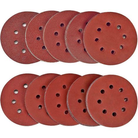 100 disques de ponçage SPTA, grains 40/80/120/180/320/600/800/1000/1500/2000, diamètre 125 mm, idéaux pour le ponçage, le polissage et le décapage (HSDPS5M100) (1/4)