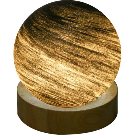 Veilleuse boule étoilée marron avec support, cadeau original, décoration de chambre (1/5)
