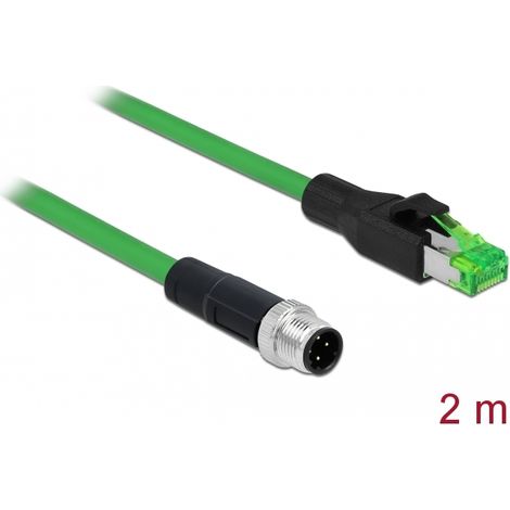 Delock Cable de red M12 de 4 polos con codificaciÃ³n D a conector RJ45 PVC 2 m