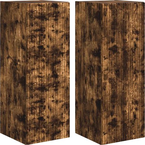 Mueble TV de pared moderno con construcción de pared 30 x 31 x 80 cm madera contrachapada roble ahumado 020054978 (1/5)