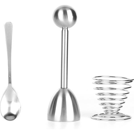 Ensemble coupe-œufs en acier inoxydable avec ouvre-coquille et cuillère porte-œufs à ressort (1/5)