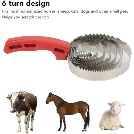 Reversible Stainless Steel Cow Curry Comb With Soft Touch Grip 6 Turns Stainless Steel Anti-itch Horse Hair Brushes For Pets (1/4)
