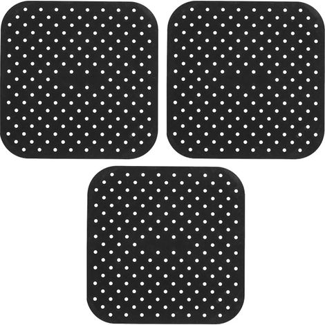Revêtements en silicone réutilisables pour friteuse à air, avec friteuse à air chaud magnétique, faciles à nettoyer, accessoires pour friteuse à air, alternative au papier parchemin, carré noir, petit (1/5)