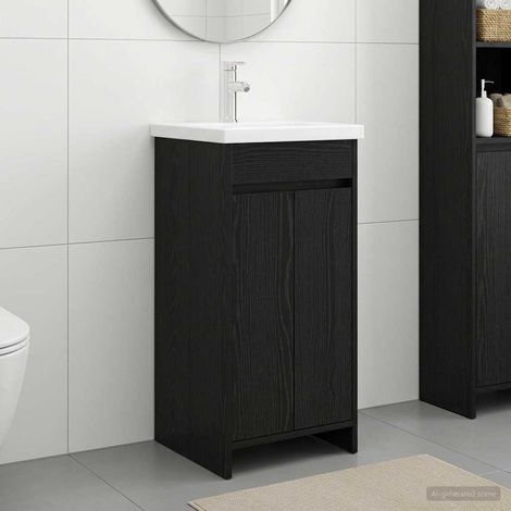Vanidad de baño con lavabo Roble Negro 42 x 40 x 84,5 cm