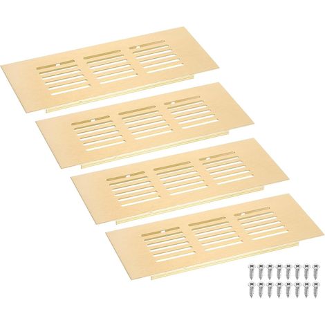Grille D'Aération 4Pcs 150 x 60mm en D'Alliage D'Aluminium Doré  Grille de Retour D'Air, de Ventilation à Persiennes Rectangulaire pour Armoire à Chaussures (1/5)
