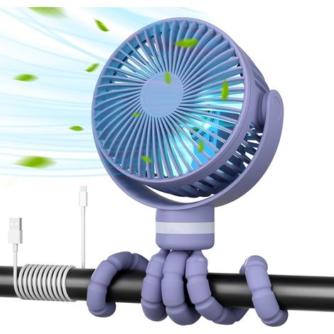 Ventilatore portatile per passeggino da 8000 mAh, durata della batteria di 27 ore, 4 velocità, rotazione staccabile a 360°, luce notturna, ventilatore ricaricabile tramite USB, viaggio, seduta, camera