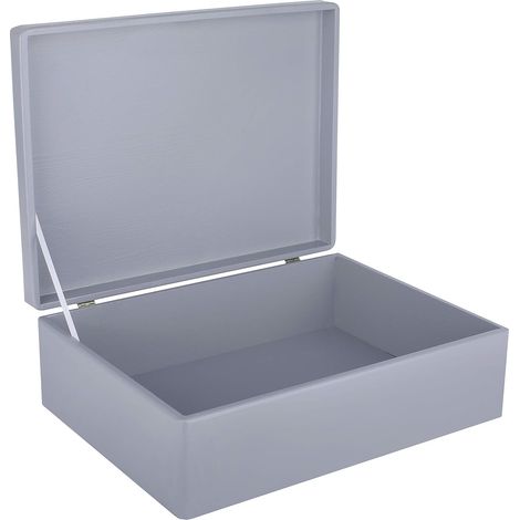 Aufbewahrungsbox Holz mit Deckel 40 x 30 x 14 cm – Grau (1/5)