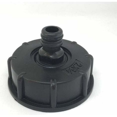Raccord IBC S60x6 avec capuchon de buse, sortie 3/4" et entrée 60 mm, compatible avec réservoir IBC RTGPT 1000 litres