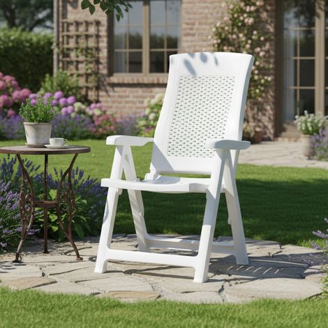 Alburni Gartenstuhl, klappbar, Made in Italy, mehrfach verstellbar, Weiß (1/3)