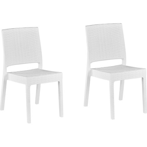 Conjunto de 2 sillas de comedor de jardín material sintético blanco apilables minimalista exterior Fossano