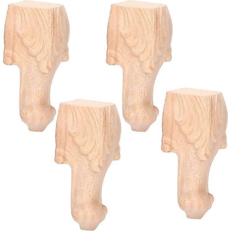 Quatre pieds de meuble de style européen, mesurant 15x6 cm, pieds de table en bois sculpté, pieds de support pour meubles et canapés, design durable et élégant. (1/5)