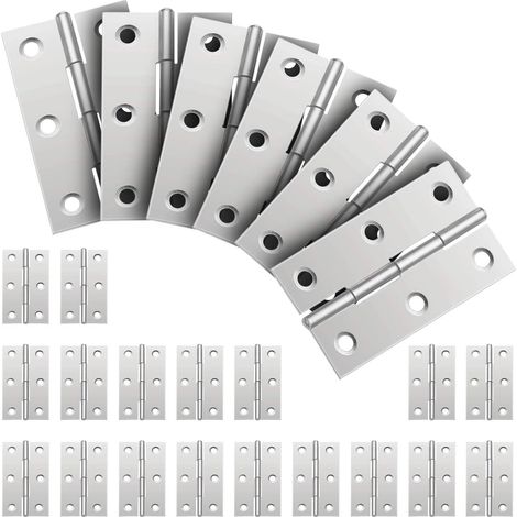 Juego de 24 conectores de bisagra de acero inoxidable, bisagras de acero inoxidable, bisagras para puertas plegables, bisagras pequeñas tipo piano para muebles del hogar, herrajes, armarios, puertas y
