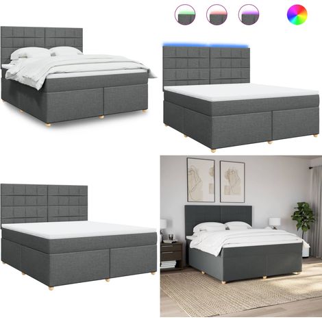 vidaXL Boxspringbett mit Matratze Dunkelgrau 180x200 cm Stoff (1/5)