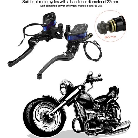 Universelle CNC-gefräste 22-mm-Motorrad-Hydraulikbremse, verstellbare Rollenbremspumpe, schwarz, wasserdicht, kompatibel mit Rollern und Motorrädern (1/5)