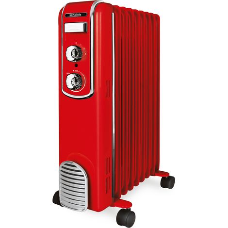 Scholtes – Radiateur bain d'huile 2000W – Thermostat mécanique – Protection contre la surchauffe – 4 roulettes – Longueur câble 165 cm