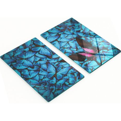 Tablas de cortar decorativas de vidrio templado con mariposa negra, 2x30x52 cm