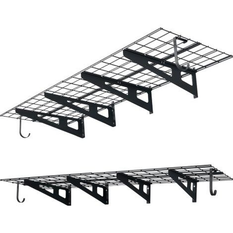 2er-Set Garagenregal 1828x615x206 mm Werkzeugaufbewahrung 227 kg pro Schicht Werkzeughalter mit Haken 1828x615 mm Regalfläche Aufbewahrungsregale Metallregal Werkzeug Organizer Wandregale (1/5)