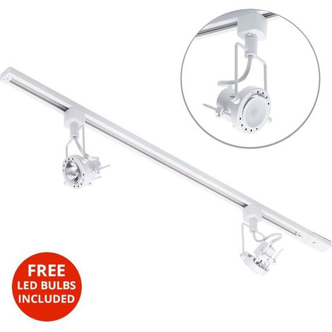 Litecraft 1M Kitchen Track Light With 2 Greenwich Fixture & LED Bulbs - White (1/4)
