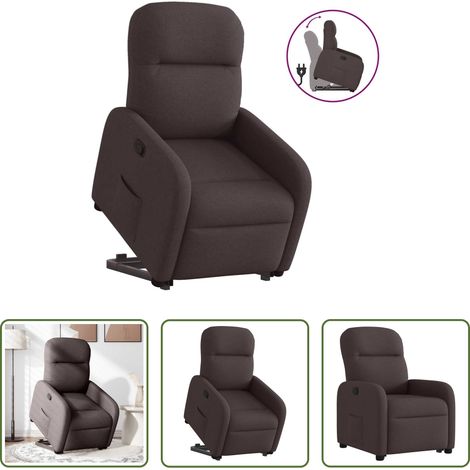 vidaXL Sillón reclinable elevable tela marrón oscuro (1/5)