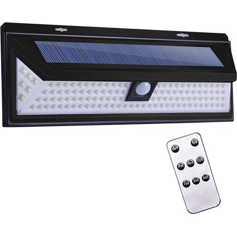 Lámpara solar exterior de 118 LED con sensor de movimiento, resistencia al agua IP65, batería de iones de litio de 4400 mAh y hasta 10 horas de iluminación. (1/5)