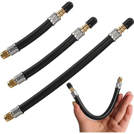 3 Pièces Extension Valve Pneu en Caoutchouc Rallonge Valve Pneu Voiture Adaptateur Flexible Universel 100 mm, 150 mm, 210 mm (1/5)