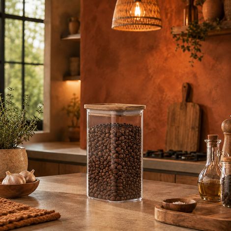 Bocal - HOME DECO FACTORY - HERITAGE - Borosilicate - Empilable - Transparent et marron (1/5)
