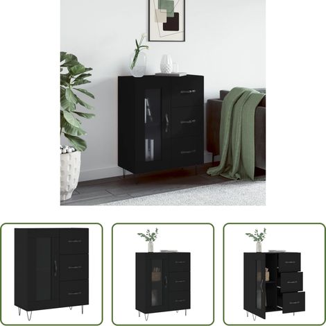 Holzwerkstoff - Sideboard Schwarz 69,5x34x90 cm Holzwerkstoff (1/5)
