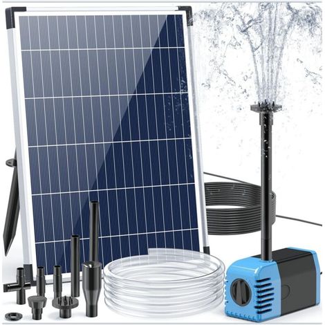 Solar-Fountainpumpe für Außenbereich und Teiche – Doppelpumpe mit integriertem Filter, 12 W, Förderleistung 605 l/h, 2 m Kabel, DIY-Set für Wassergärten, inkl. 4 Düsen