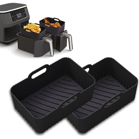 2 Paquet Moule Air Fryer, Accessoire Air Fryer pour Ninja Foodi AF400EU AF300EU Double Stack SL400EU 9.5L, Airfryer Moule Silicone Airfryer Pot pour Instant Pot Ultenic MasterPRO Friteuse à Air (1/5)