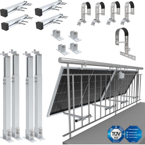 NuaSol Balcone Centrale Elettrica Staffa Ringhiera Fissaggio 2 Moduli Solari Fotovoltaici (1/5)