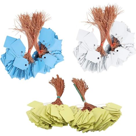 600 pièces PVC Suspendus Étiquettes De Plantes Graines De Fleurs Légumes Herbe Nom Tag Marqueur Signe pour Jardinier Intérieur Extérieur Plantation Étiquettes(Jaune + Blue + Blanc, 200 pièces par coul