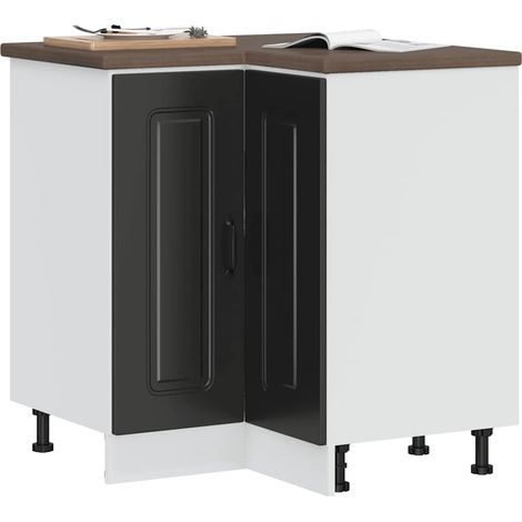 Mueble bajo esquinero de cocina Kalmar madera ingeniería negra vidaXL